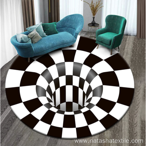 American black white grid 3D stereo vision carpet